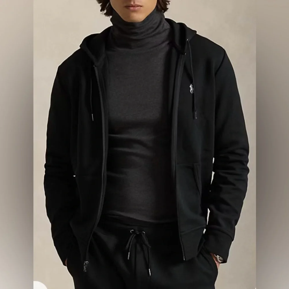 Polo Ralph Lauren Men’s Sz S Polo Black Double-Knit Full-Zip‎ Hoodie